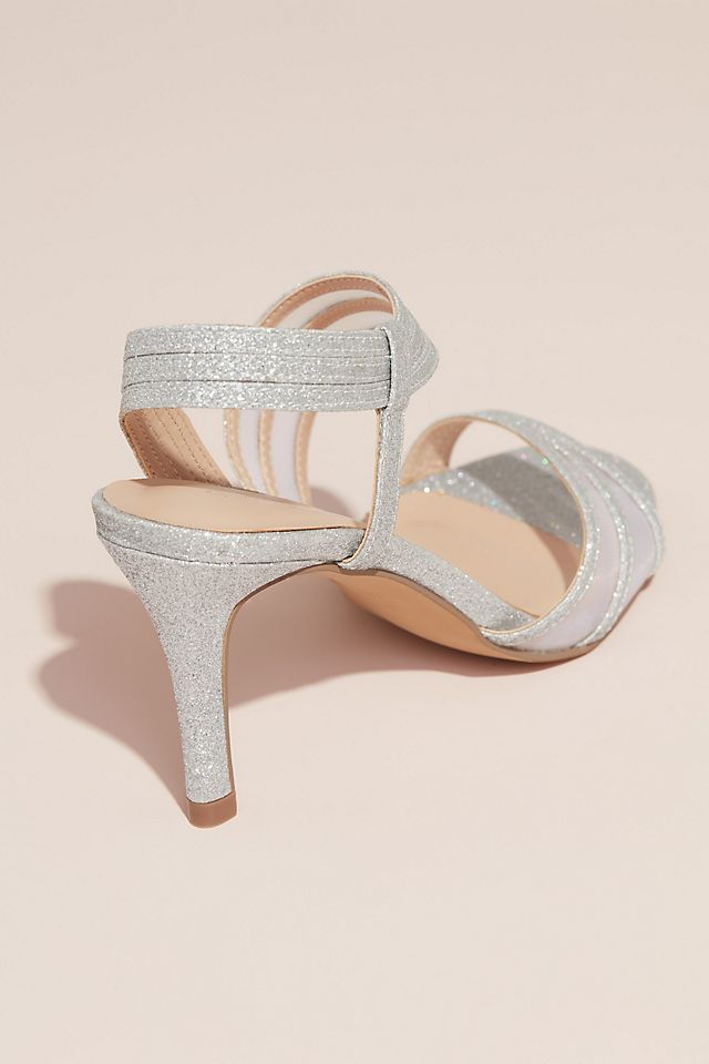 Triple Strap Glitter Sandals with Mesh Insets Image 2