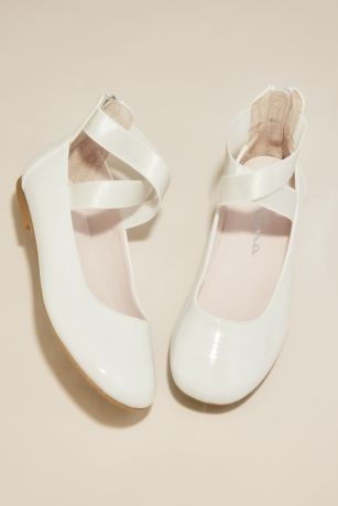 Flower Girl Ballet Flats with Pearl Ankle Strap