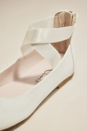 Flower Girl Ballet Flats with Pearl Ankle Strap