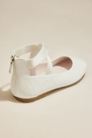 Flower Girl Ballet Flats with Pearl Ankle Strap