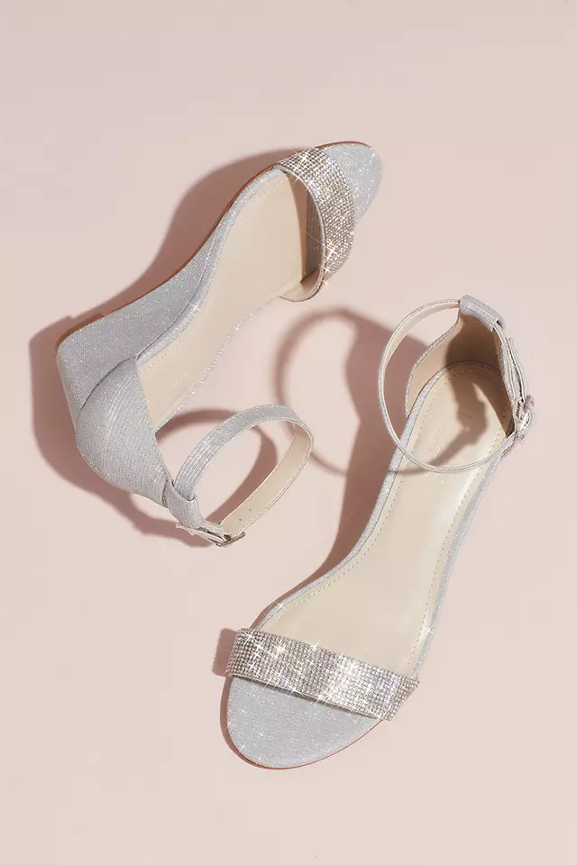 Crystal-Topped Wedge Sandals with Ankle Strap Image