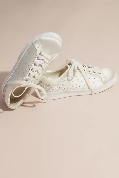 Crystal Embellished Satin Wedding Sneakers Image 6