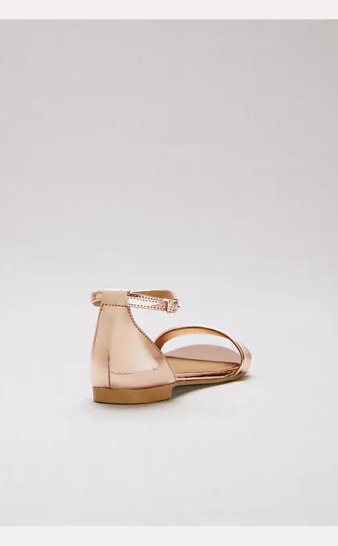 Single-Strap Mirror Metallic Flat Sandals Image 2