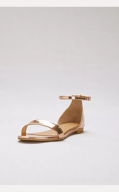 Single-Strap Mirror Metallic Flat Sandals Image 1