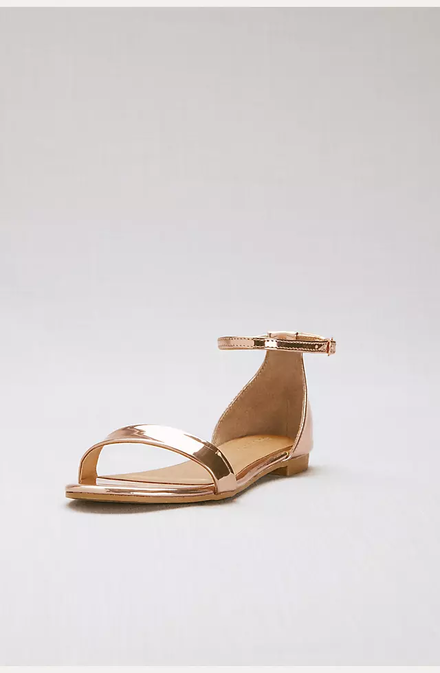 Single-Strap Mirror Metallic Flat Sandals Image