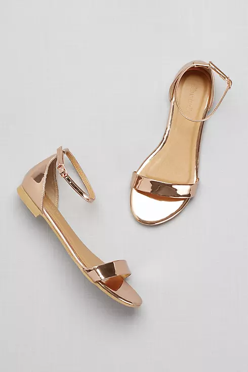 Single-Strap Mirror Metallic Flat Sandals Image 4
