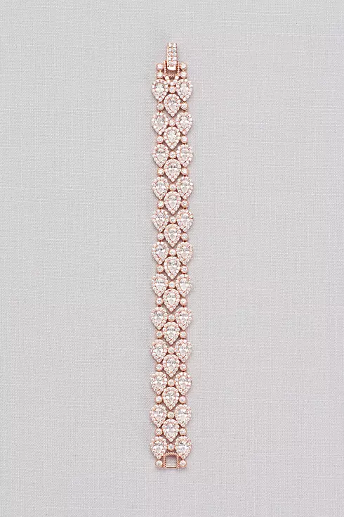 Halo Pear Three-Row Cubic Zirconia Bracelet Image 1