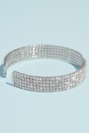 Five-Row Pave Rhinestone Cuff Bracelet David's Bridal