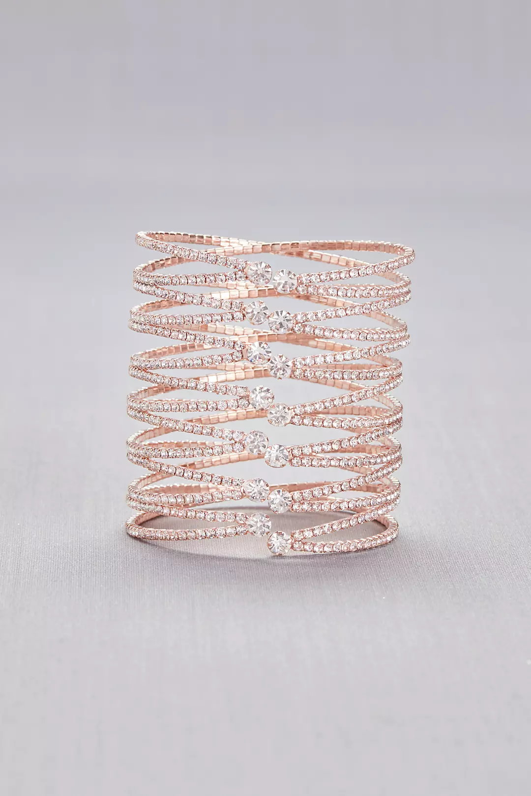 Crystal-Encrusted Overlapping Bangle Bracelet Image