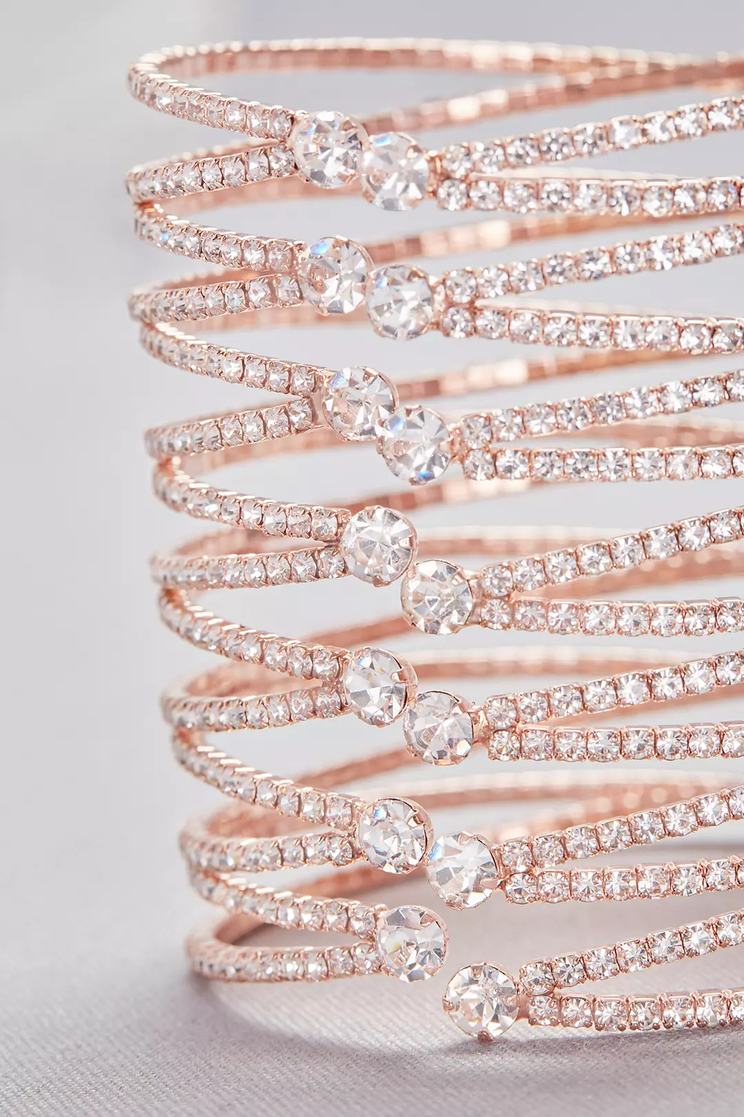 Crystal-Encrusted Overlapping Bangle Bracelet Image 2