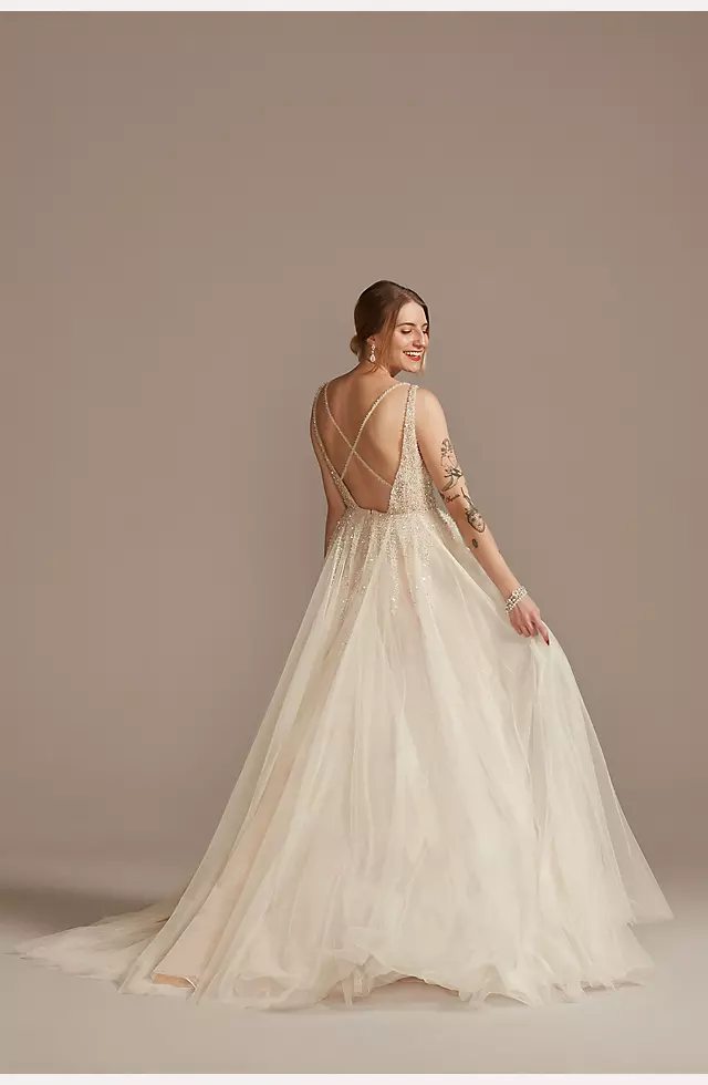 Beaded Bodice Plunging-V Illusion Wedding Dress Image 2