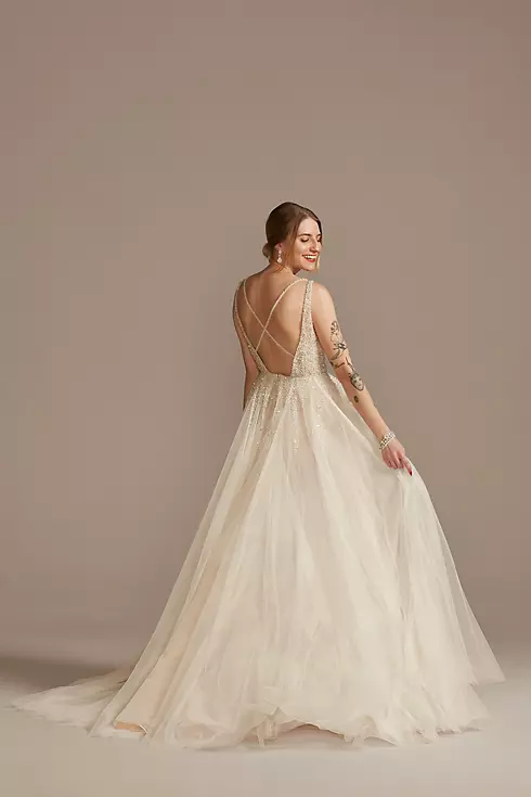 Beaded Bodice Plunging-V Illusion Wedding Dress Image 2