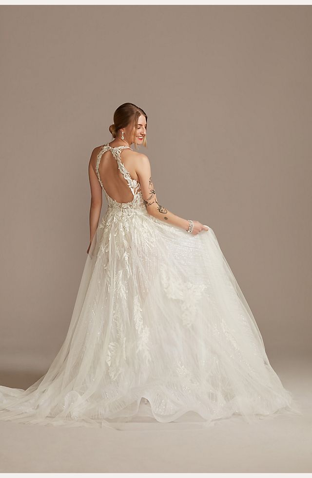 As Is Floral Applique Open Back Wedding Dress