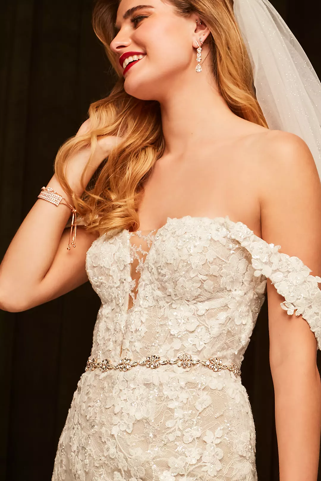 Embellished Illusion Lace Bodysuit Wedding Dress | David's Embellished Illusion Lace Bodysuit Wedding Dress | David's