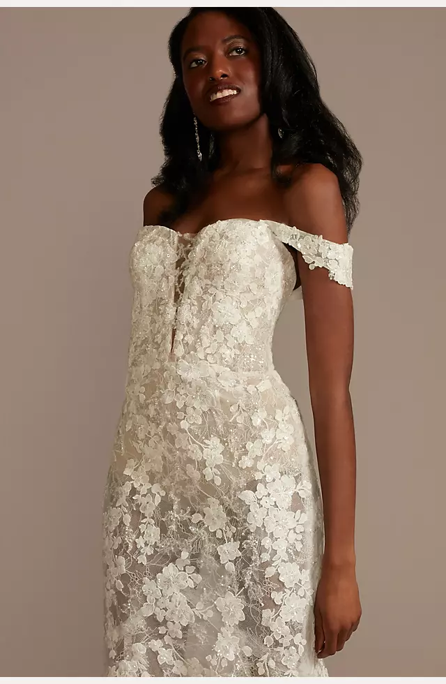 Embellished Illusion Lace Bodysuit Wedding Dress Image 3