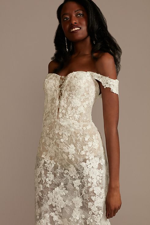 Embellished Illusion Lace Bodysuit Wedding Dress Image 7