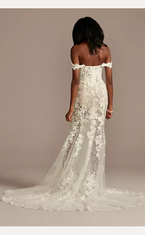 Embellished Illusion Lace Bodysuit Wedding Dress Image 2