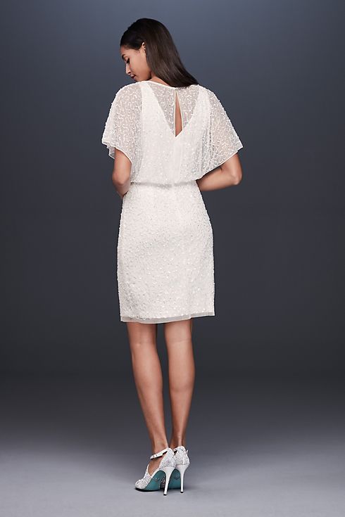 Short Sequin V-Neck Dress with Blouson Bodice Image 2