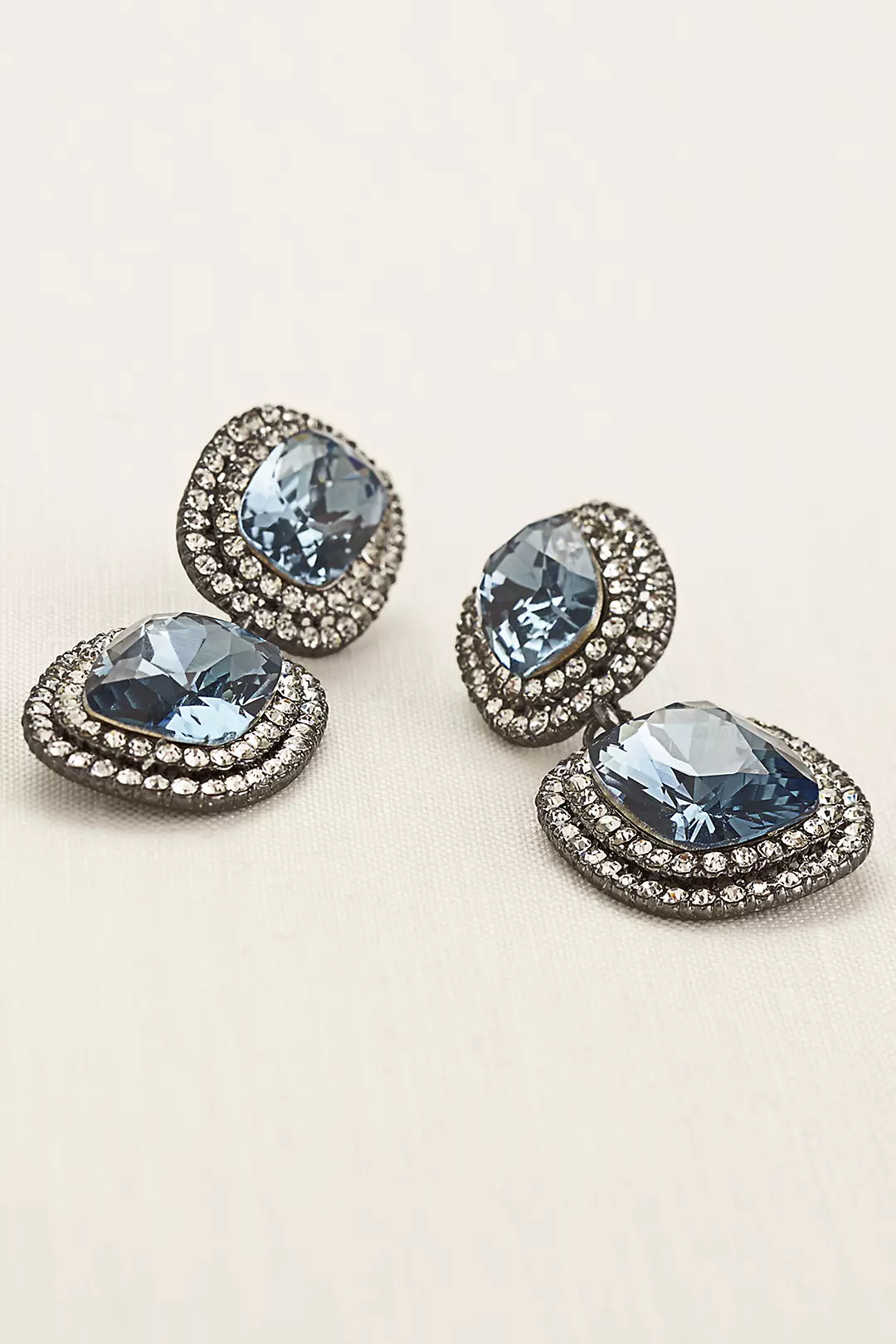 Faceted Gemstone Pave Drop Earrings Image