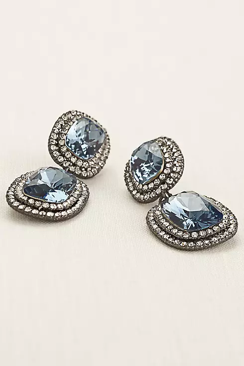 Faceted Gemstone Pave Drop Earrings Image 1