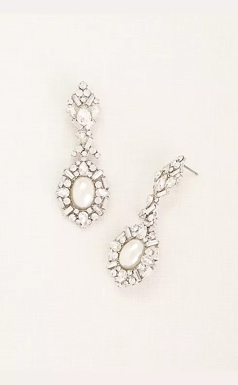 Pearl Rhinestones Dangle Earrings Bridal Statement Earring