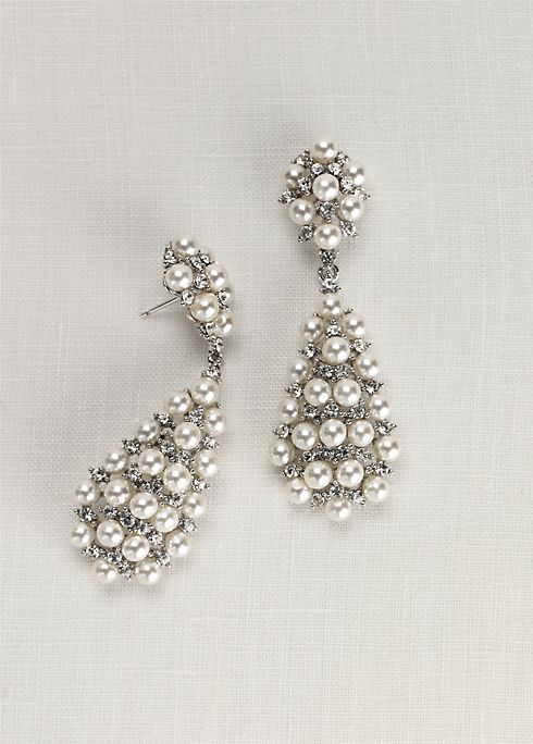 Pearl and Crystal Drop Earrings Image 3