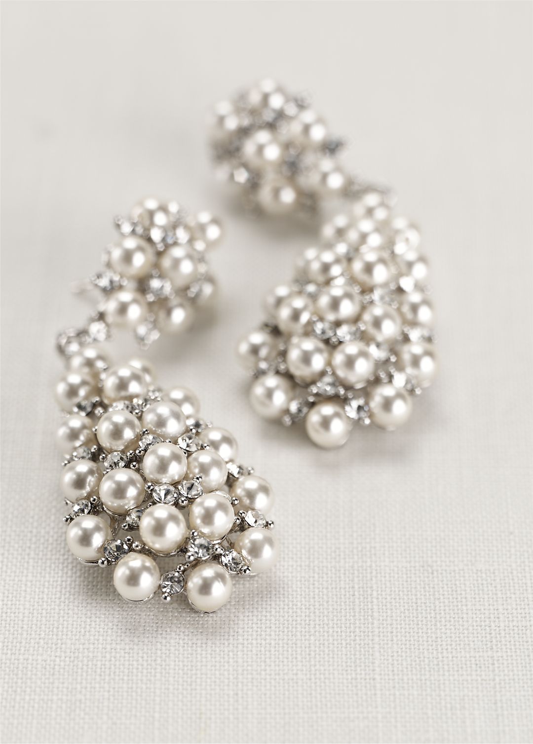 Pearl and Crystal Drop Earrings Image 3