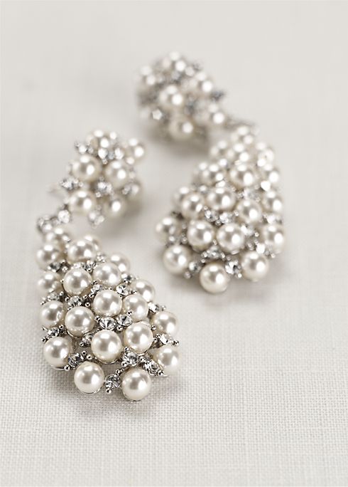 Pearl and Crystal Drop Earrings Image