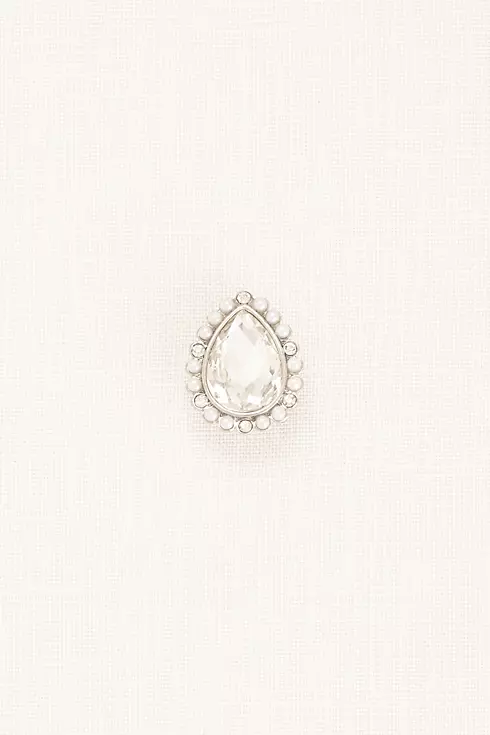 Pearl Teardrop Stud Earrings with Crystals Image 3