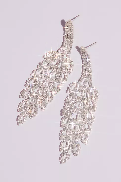 Rhinestone Leaf Motif Earrings Image 1
