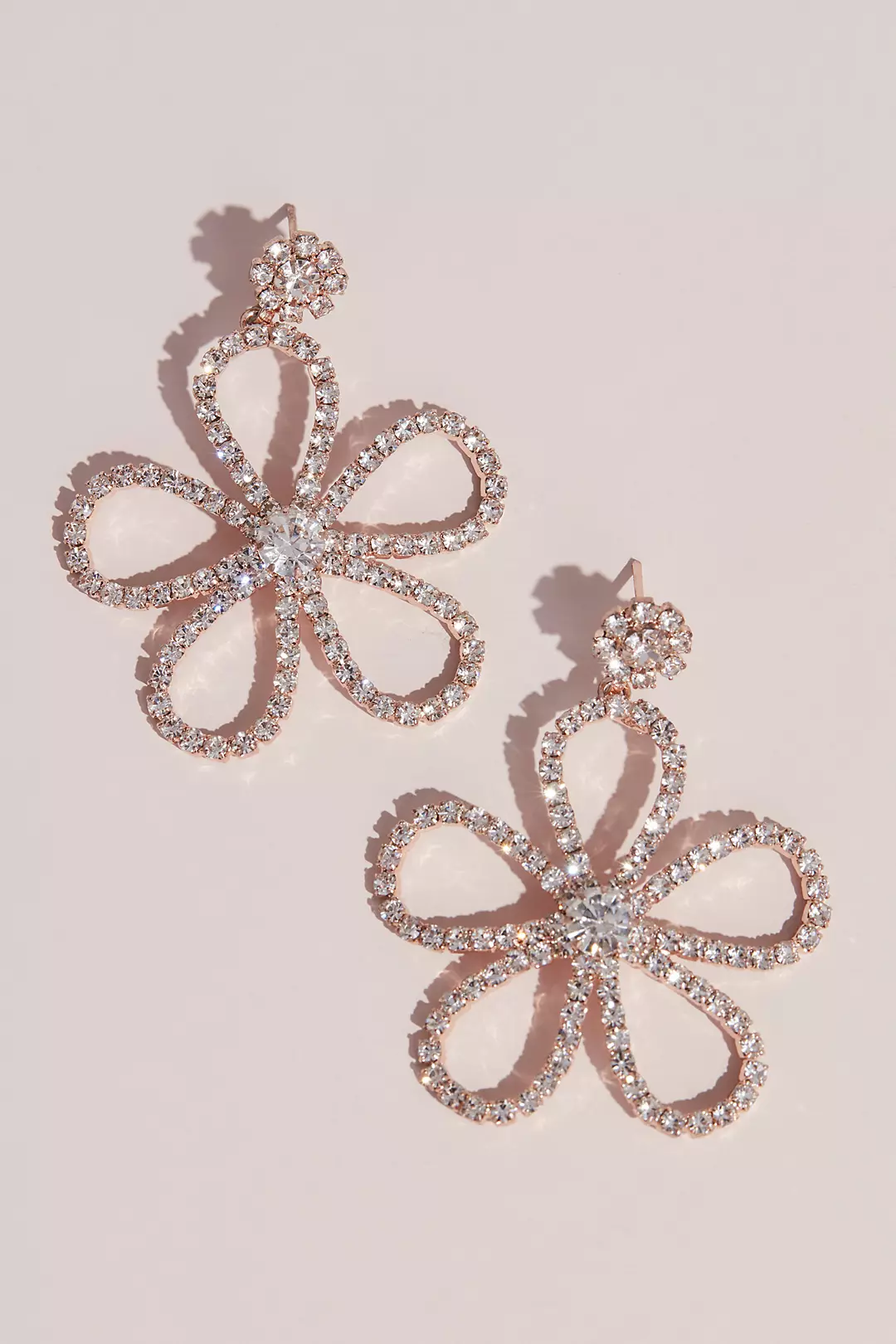 Crystal Dangling Flower Stud Earrings Image 1