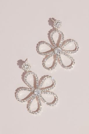 Crystal Dangling Flower Stud Earrings Image