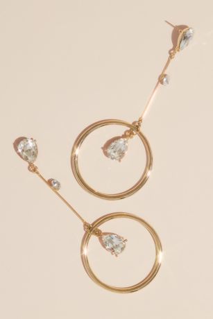 Pear Crystal Hoop Drop Earrings | David's Bridal