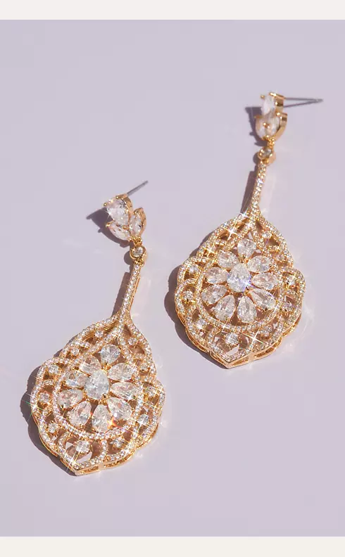 Teardrop and Marquise-Cut Crystal Swirl Earrings Image 1