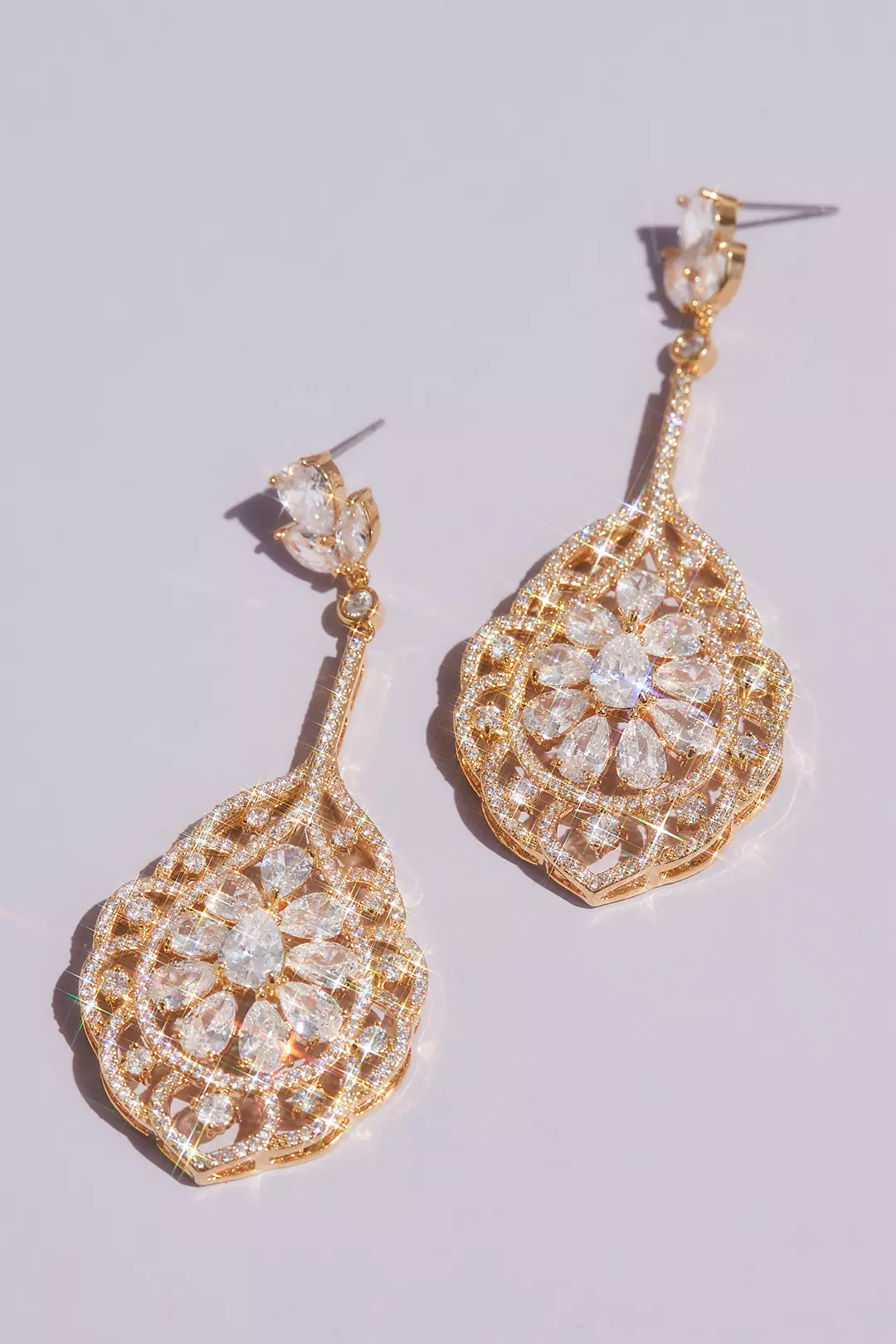 Teardrop and Marquise-Cut Crystal Swirl Earrings Image
