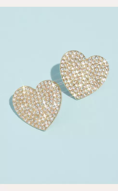 Pave Rhinestone Heart Stud Earrings Image 1