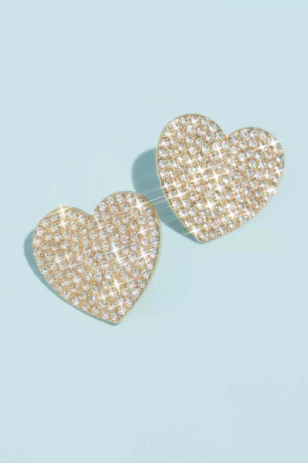 Pave Rhinestone Heart Stud Earrings Image