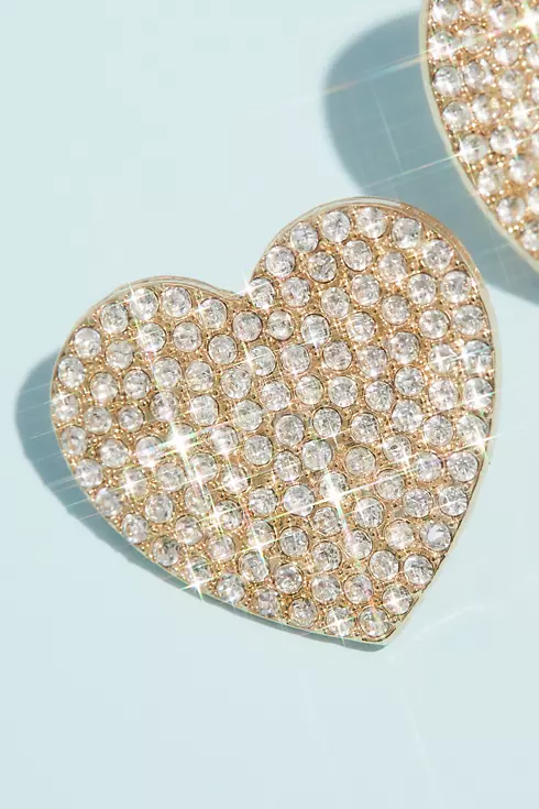 Pave Rhinestone Heart Stud Earrings Image 2