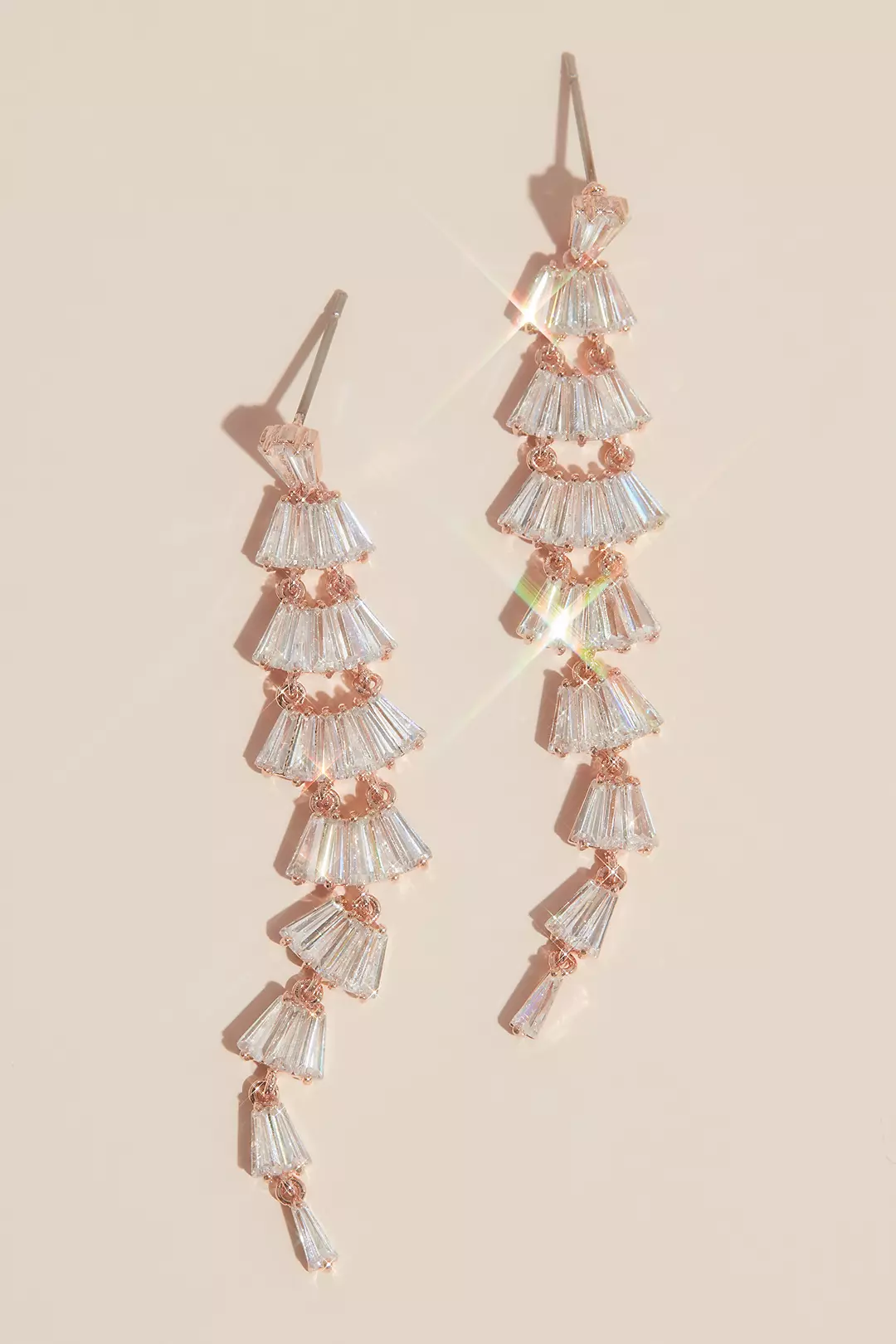 Cubic Zirconia Baguette Fan Drop Earrings Image