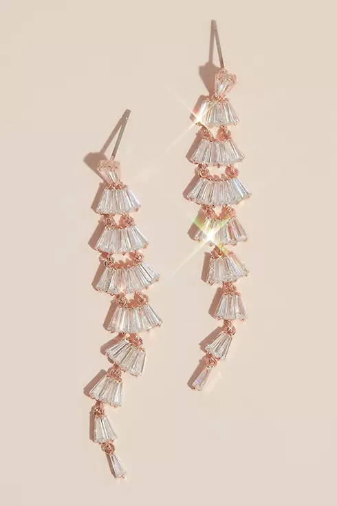 Cubic Zirconia Baguette Fan Drop Earrings Image 1