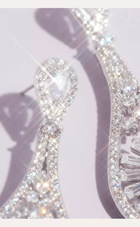 Oval and Baguette-Cut Crystal Burst Drop Earrings Image 2
