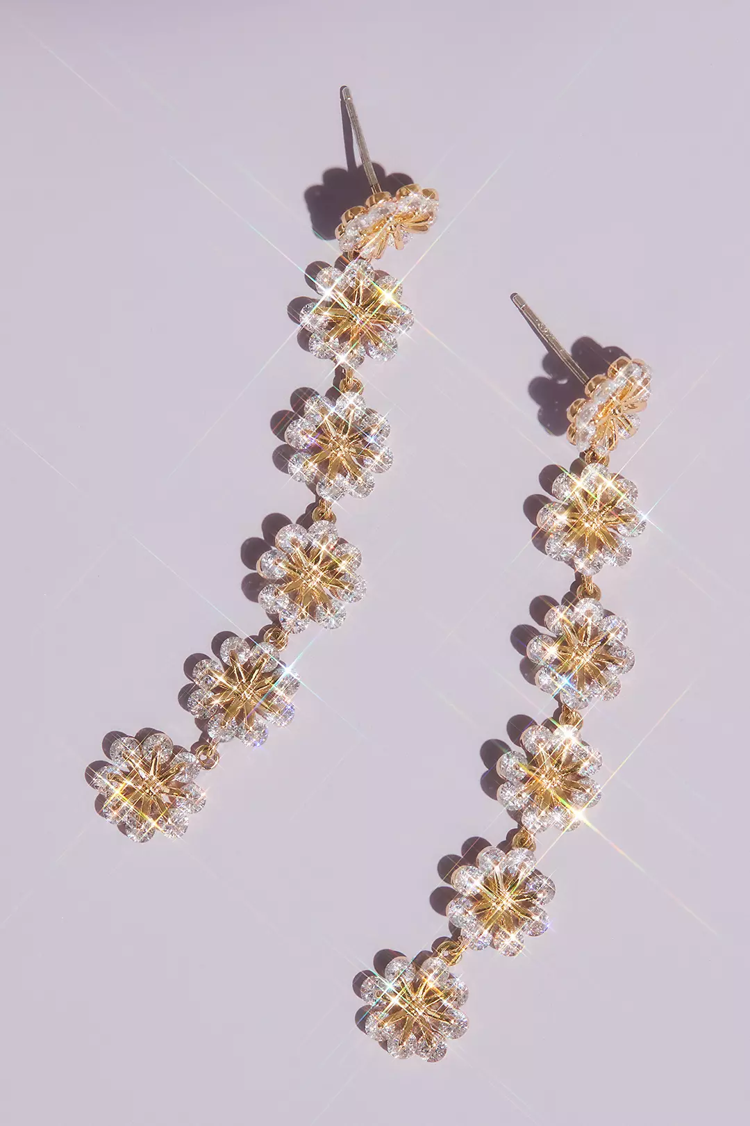 Dangling Crystal Flowers Drop Earrings Image
