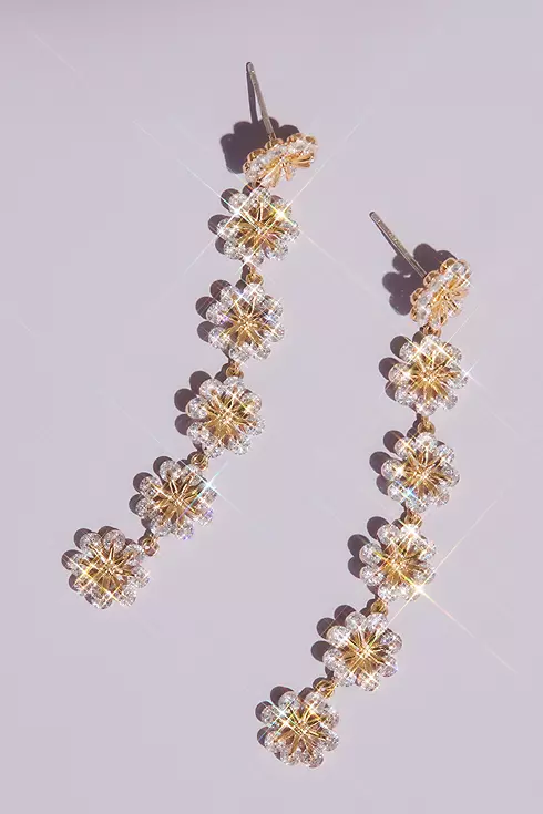 Dangling Crystal Flowers Drop Earrings Image 1