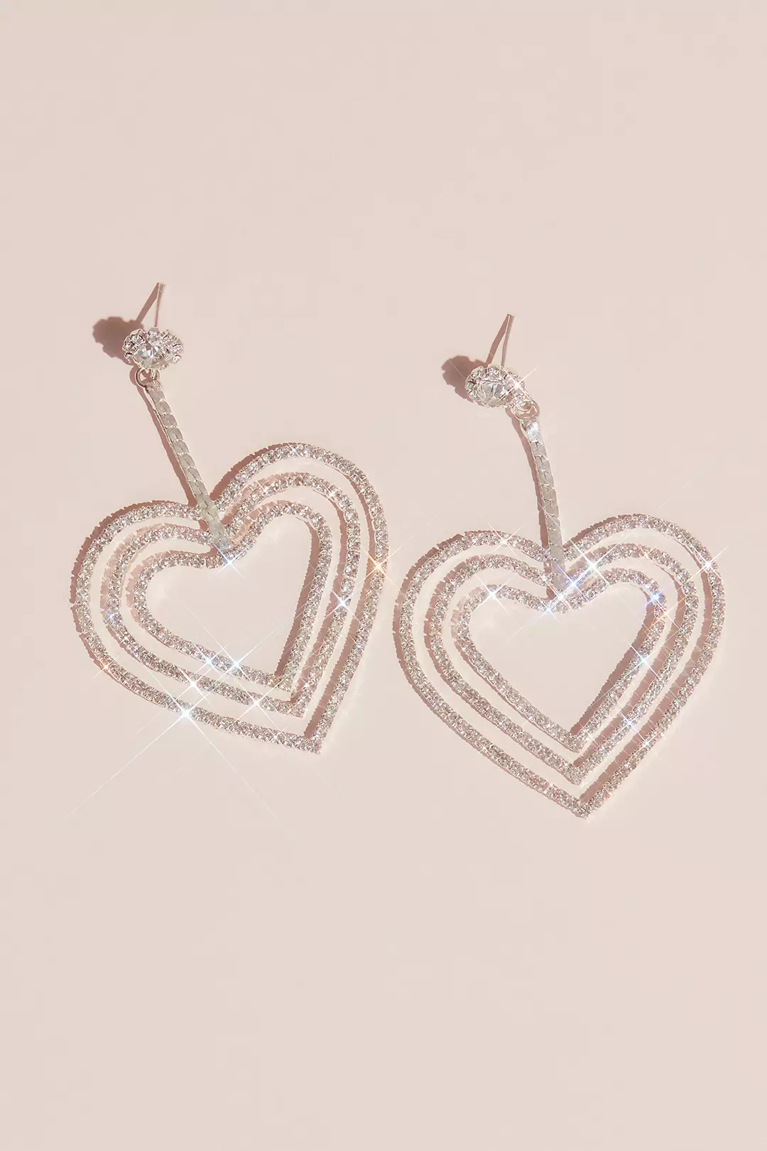Crystal Triple Heart Drop Earrings Image 2