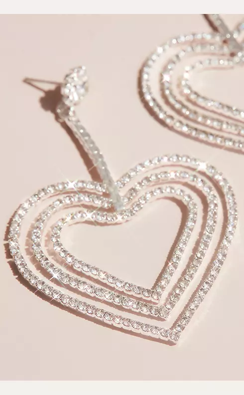 Crystal Triple Heart Drop Earrings Image 1