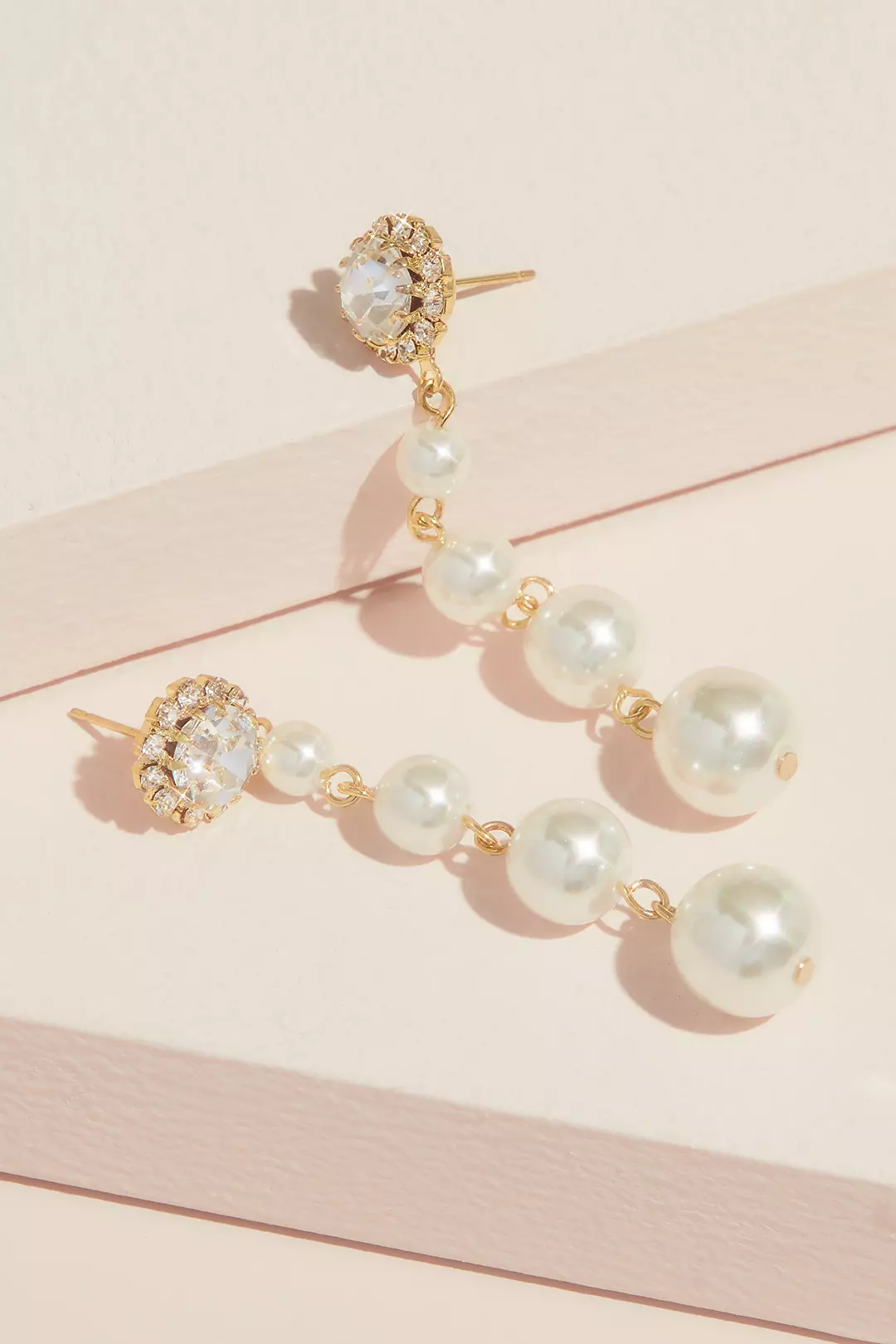 Crystal and Pearl Graduated Drop Earrings Image