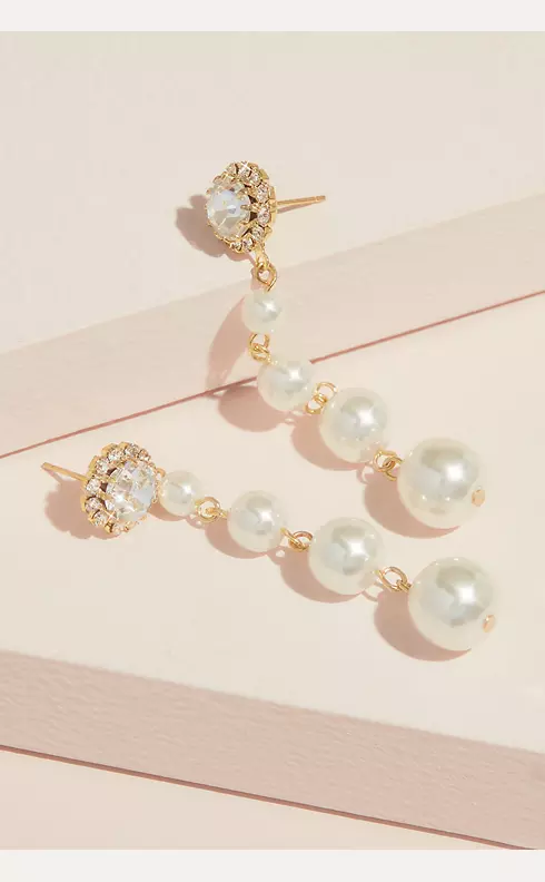Crystal and Pearl Graduated Drop Earrings Image 1