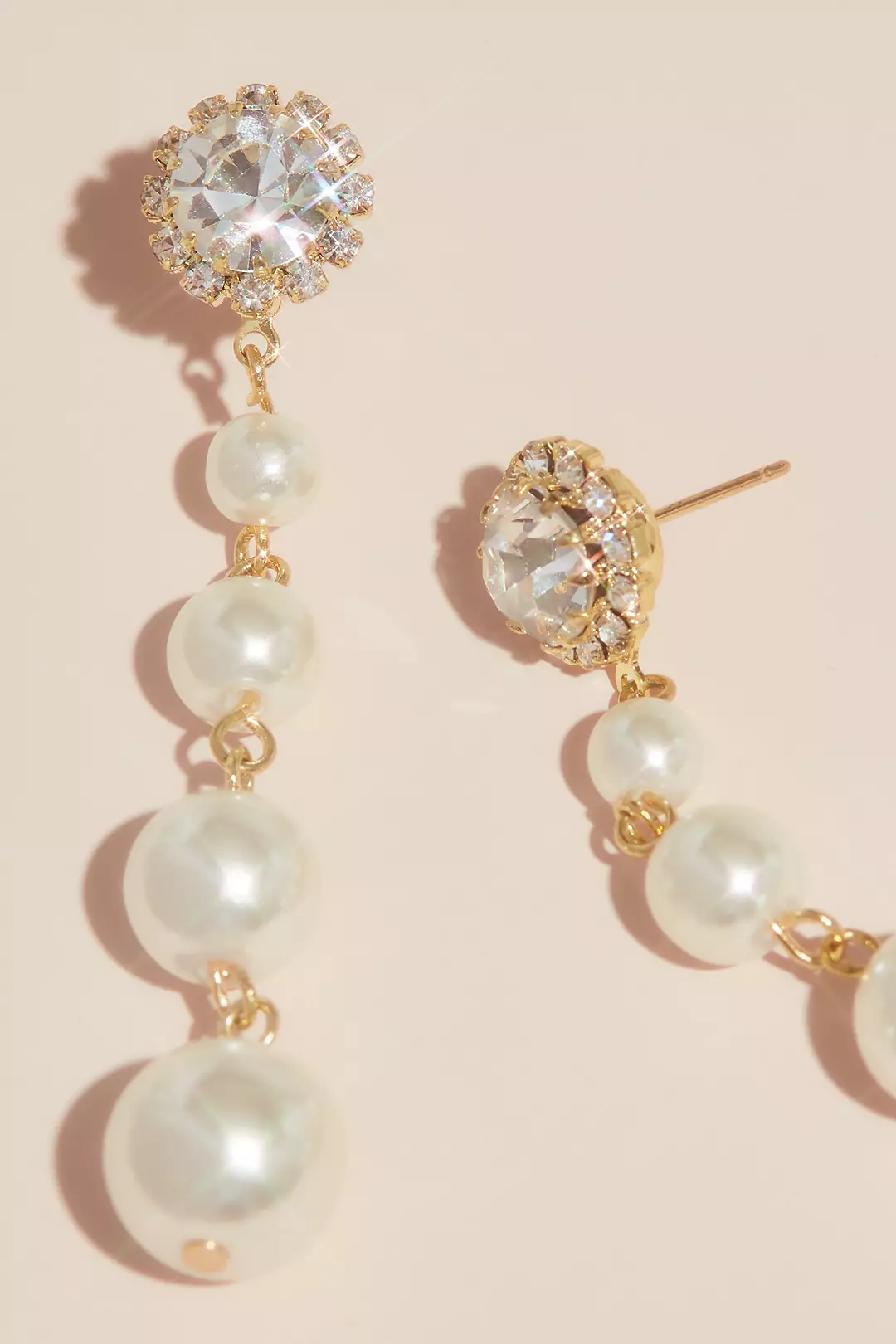 Crystal and Pearl Graduated Drop Earrings Image 2