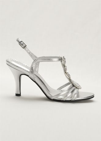 T-Strap High Heel Sandal with Jewel Detail | David's Bridal