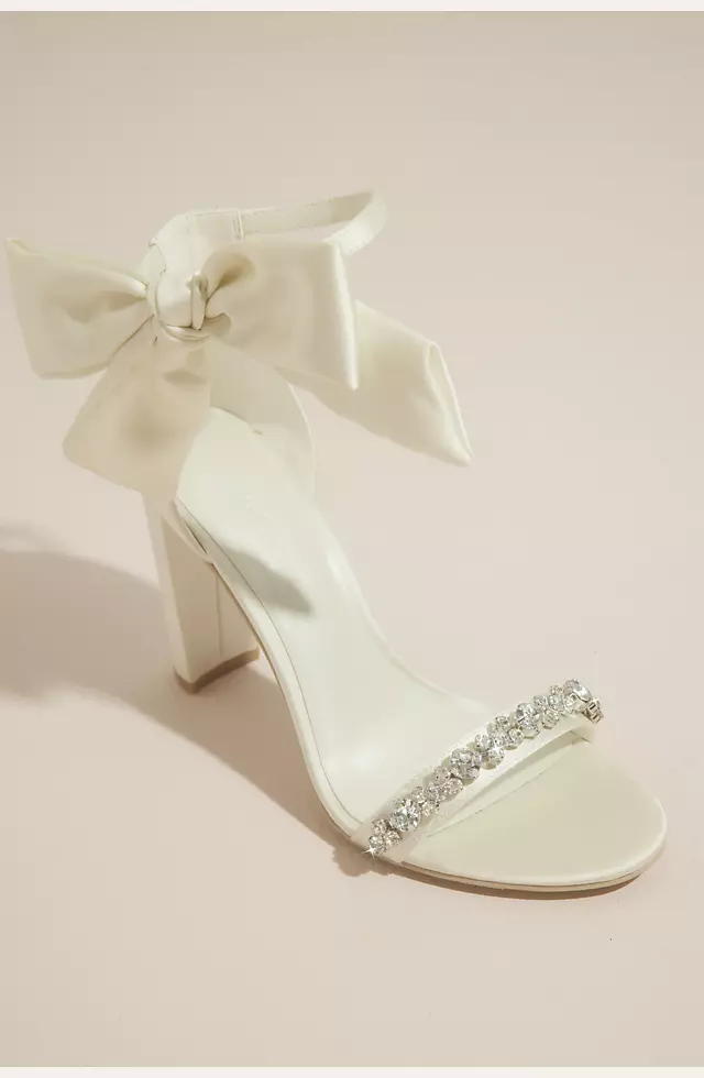Removable Ankle Bow Crystal Strap Heeled Sandals Image